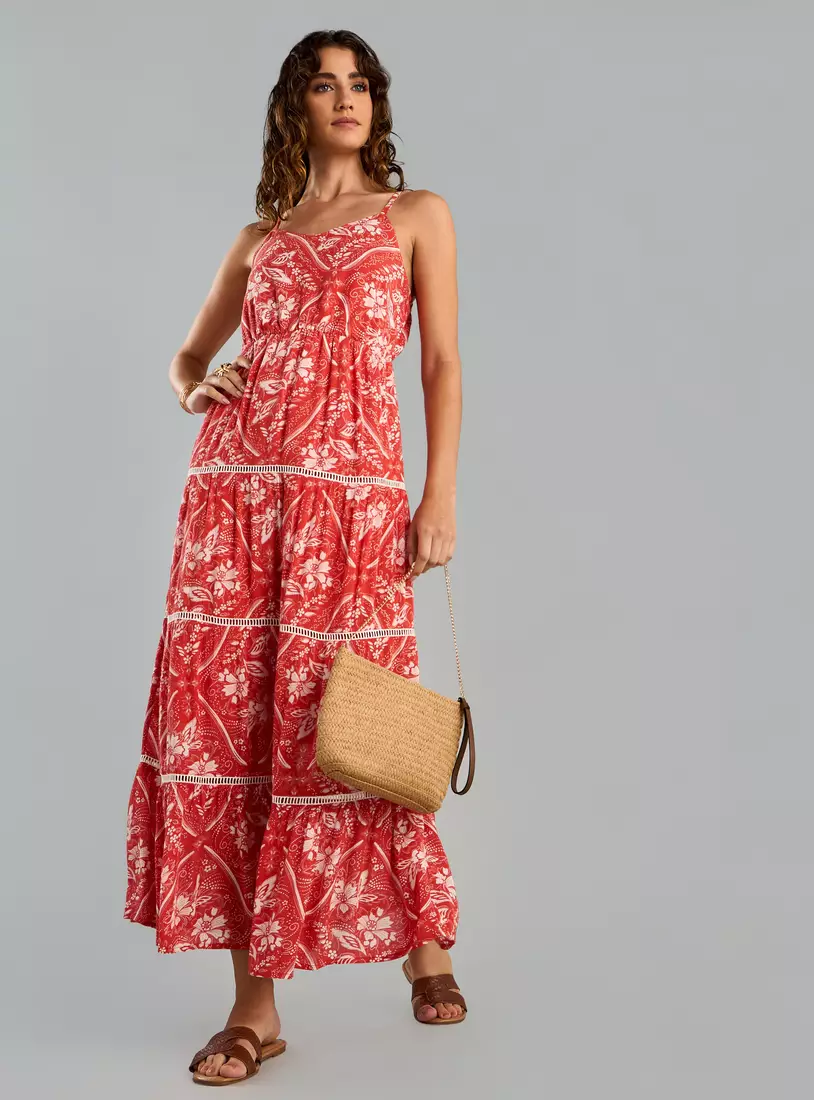 Floral Print Maxi Dress-4