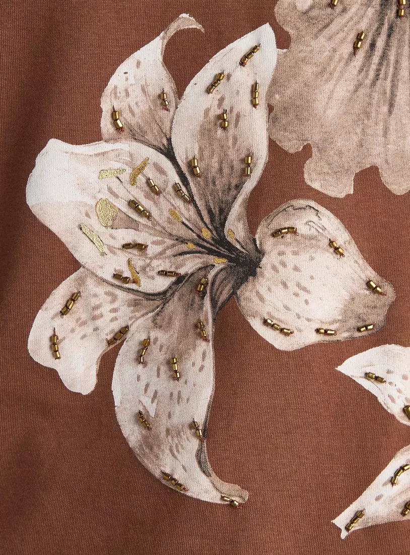 Floral Print Oversized Cotton T-shirt-3