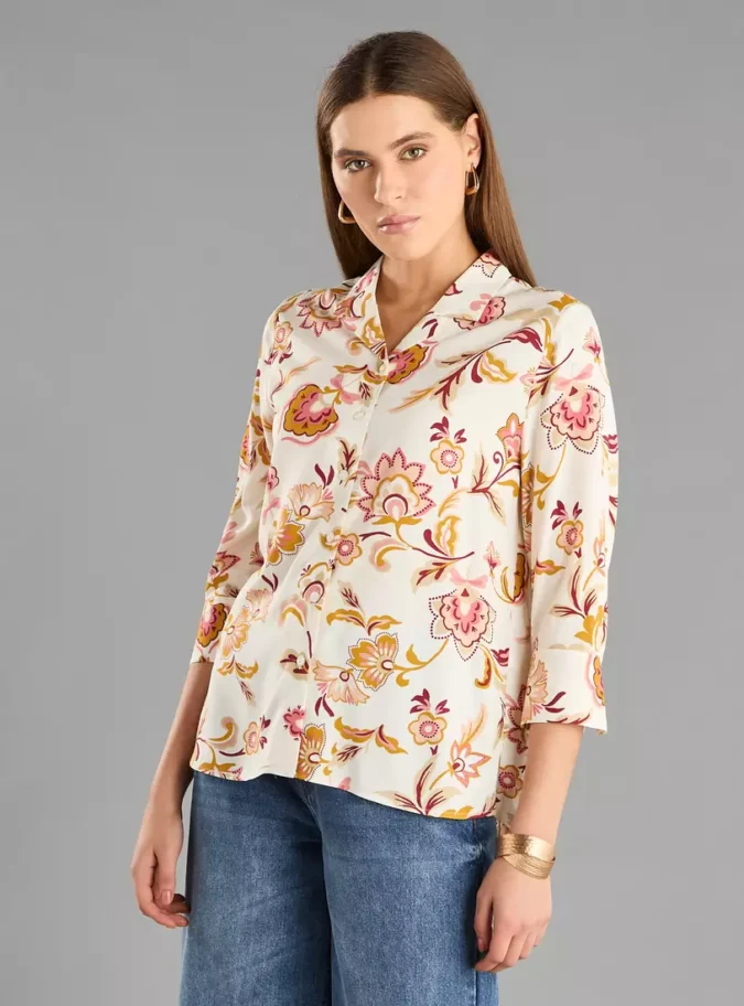 Floral Print Oversized Viscose Shirt-1
