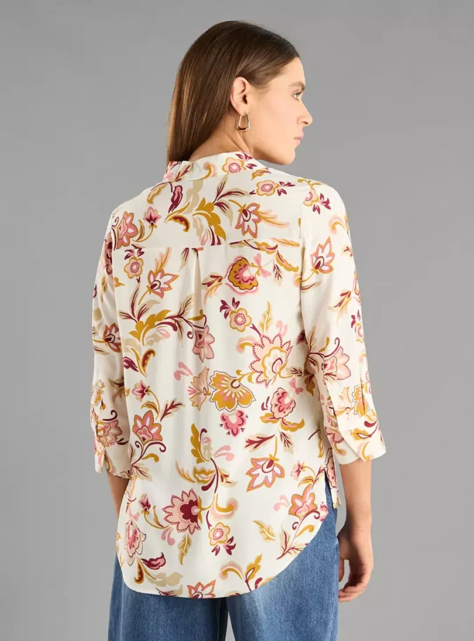 Floral Print Oversized Viscose Shirt-2