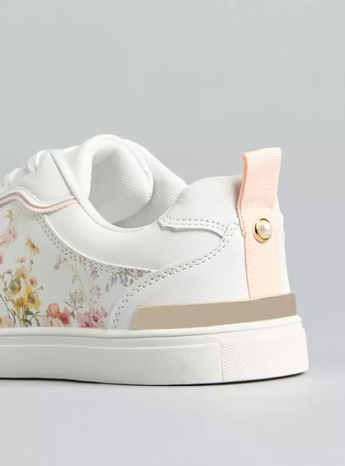 Floral Print Sports Shoes with Lace-Up Closure-3