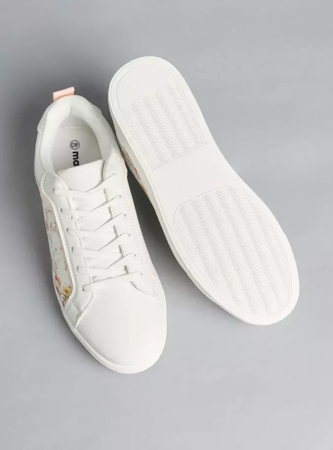 Floral Print Sports Shoes with Lace-Up Closure-4