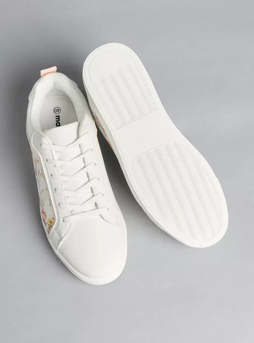 Floral Print Sports Shoes with Lace-Up Closure-4