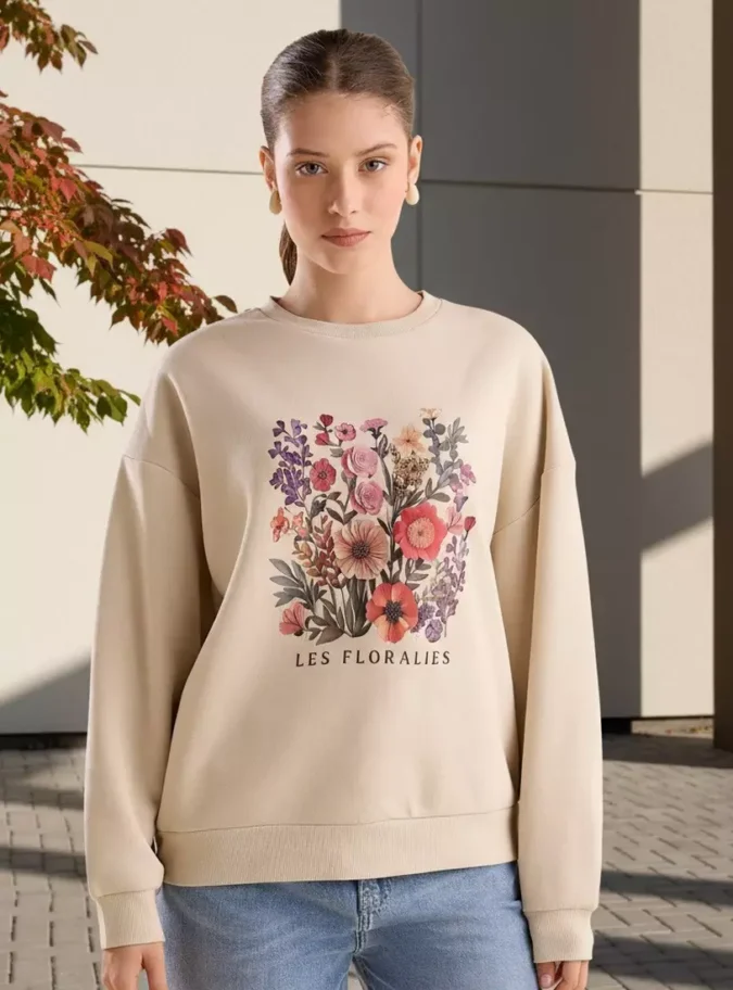 Floral Print Sweatshirt-1
