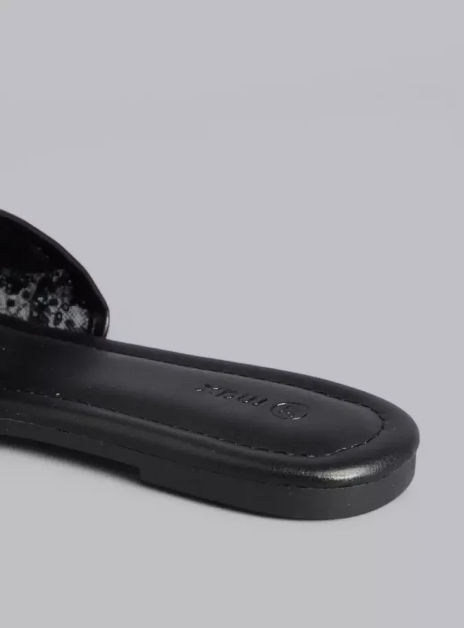 Flower Embellished Slip-On Sandals-4