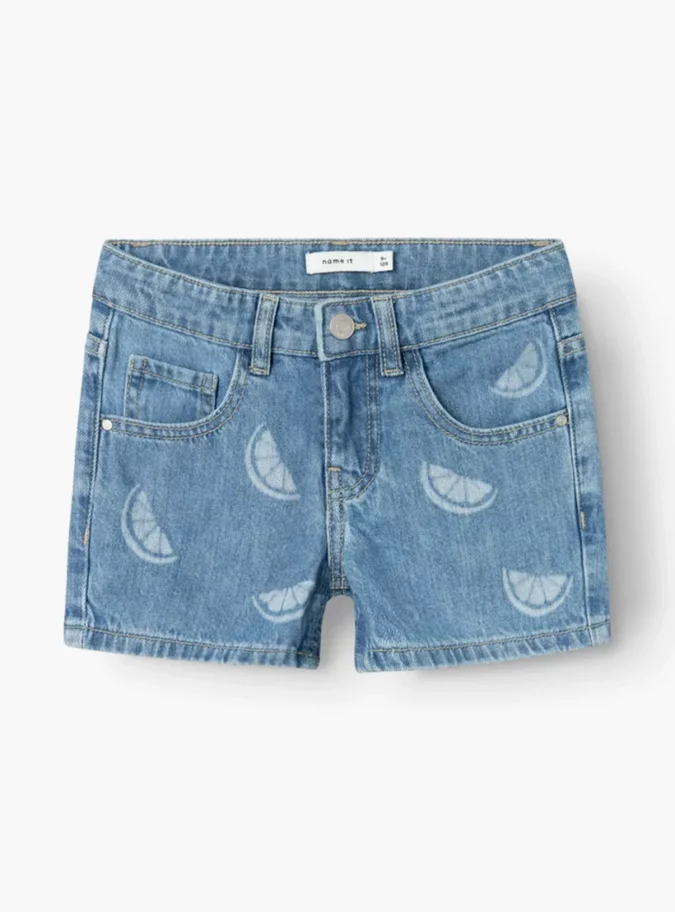 Girls' Denim Shorts with Button Closure-1
