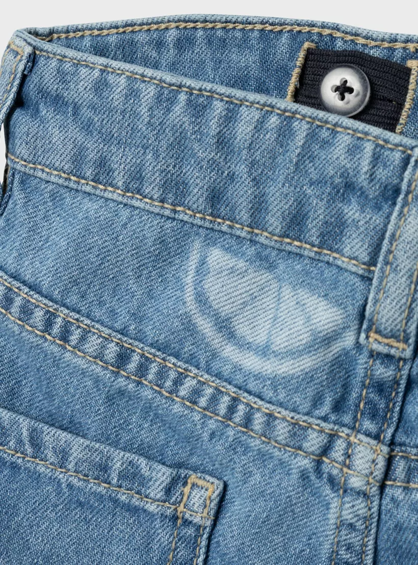 Girls' Denim Shorts with Button Closure-2