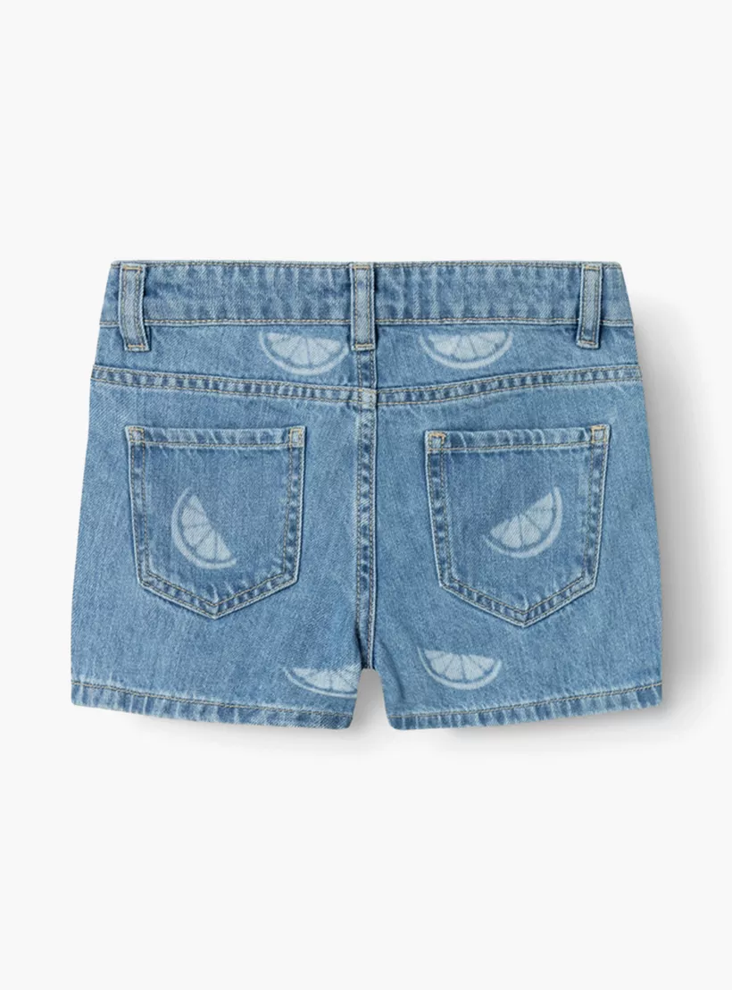 Girls' Denim Shorts with Button Closure-3
