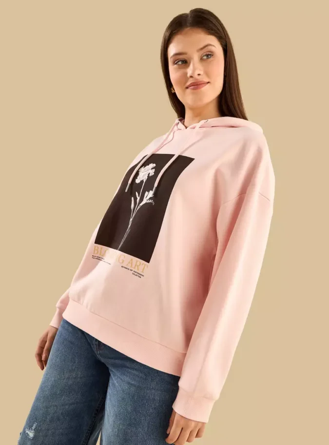 Graphic Print Hooded Sweatshirt-4