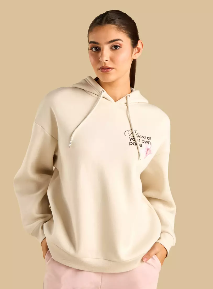 Graphic Print Hooded Sweatshirt-4