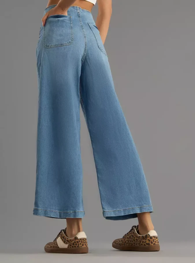 High-Rise Marine Fit Jeans with Pockets-3