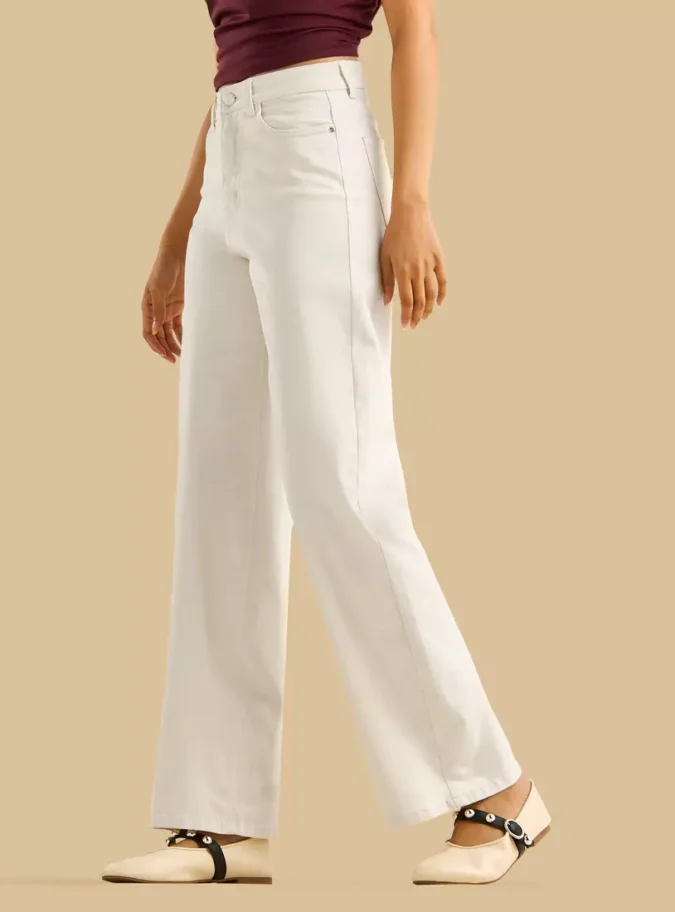High-Rise Stretchable Wide Leg Jeans-1