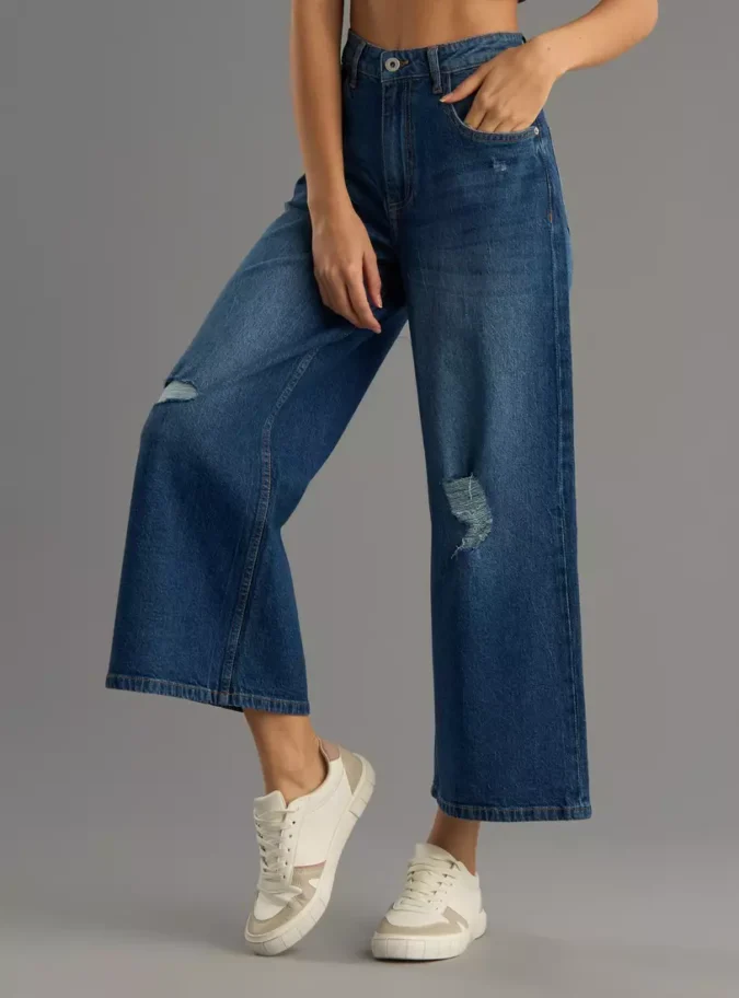High-Rise Wide Leg Cropped Jeans-1