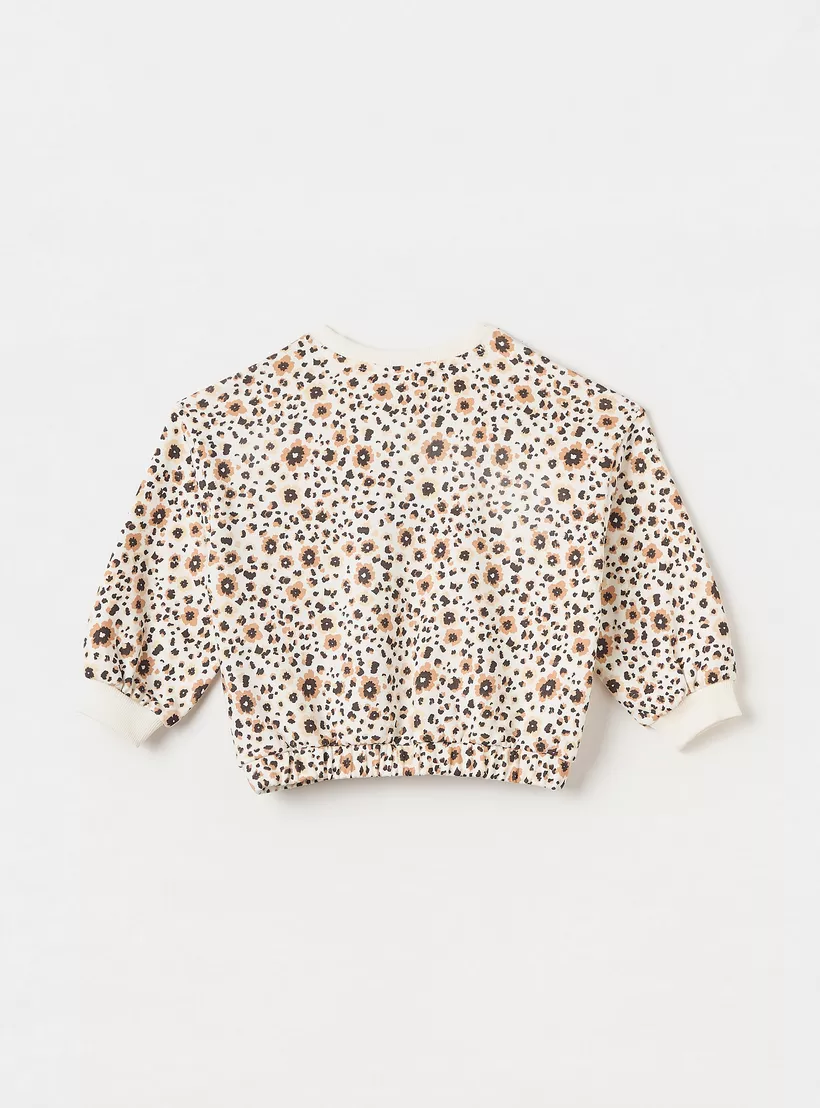 Juniors All-Over Floral Print Sweatshirt with Crew Neck-2