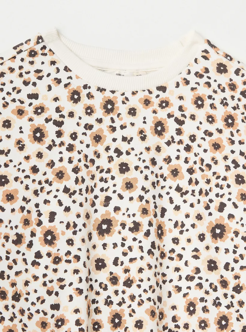 Juniors All-Over Floral Print Sweatshirt with Crew Neck-3