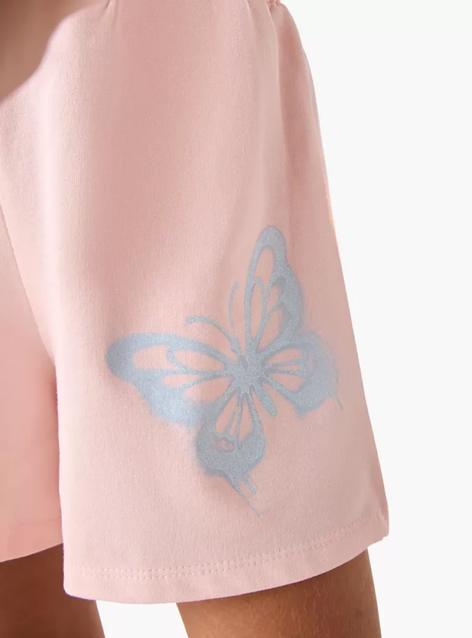 Juniors Butterfly Print Shorts with Drawstring Closure-4