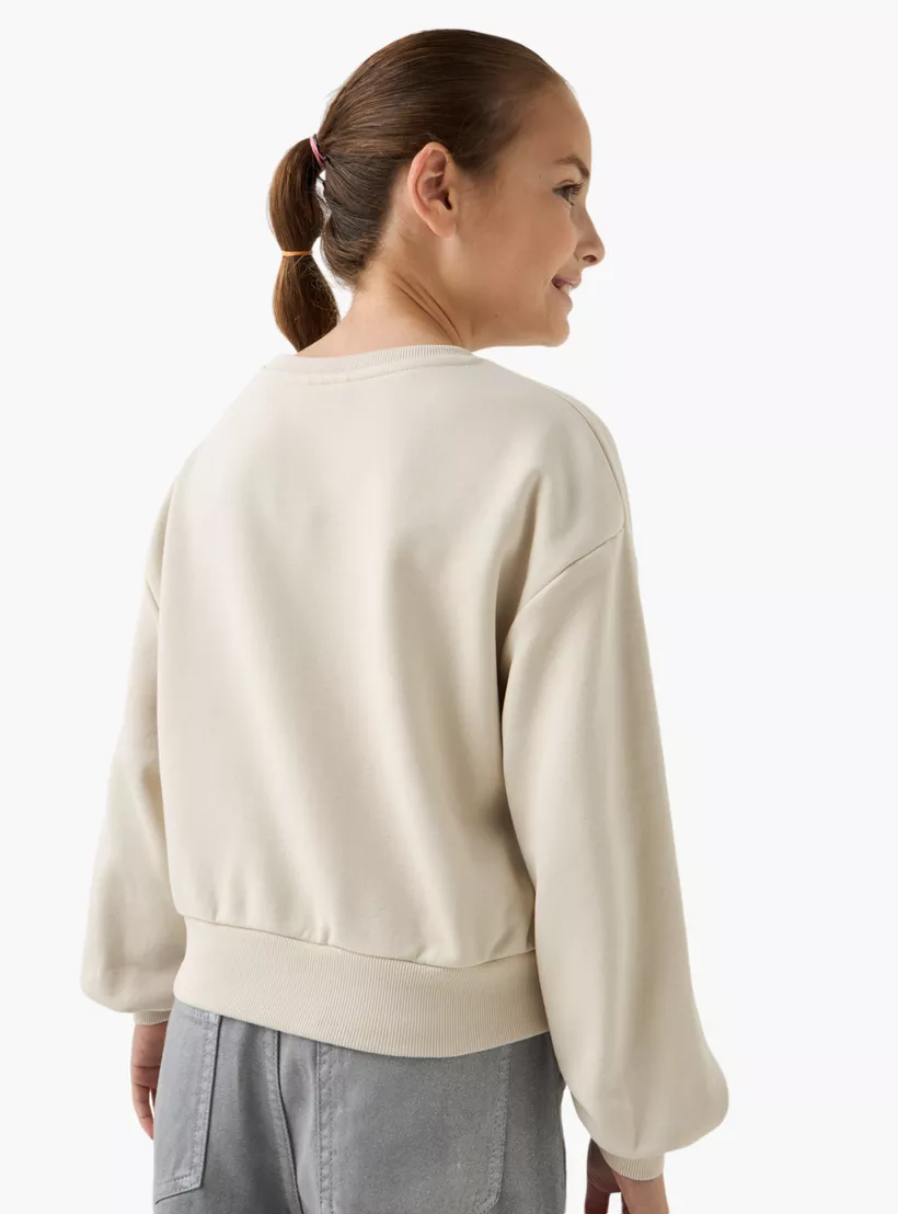 Juniors Embellished Crew Neck Sweatshirt with Long Sleeves-3