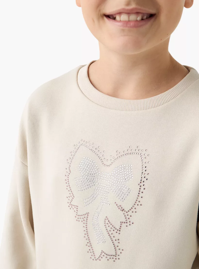 Juniors Embellished Crew Neck Sweatshirt with Long Sleeves-4