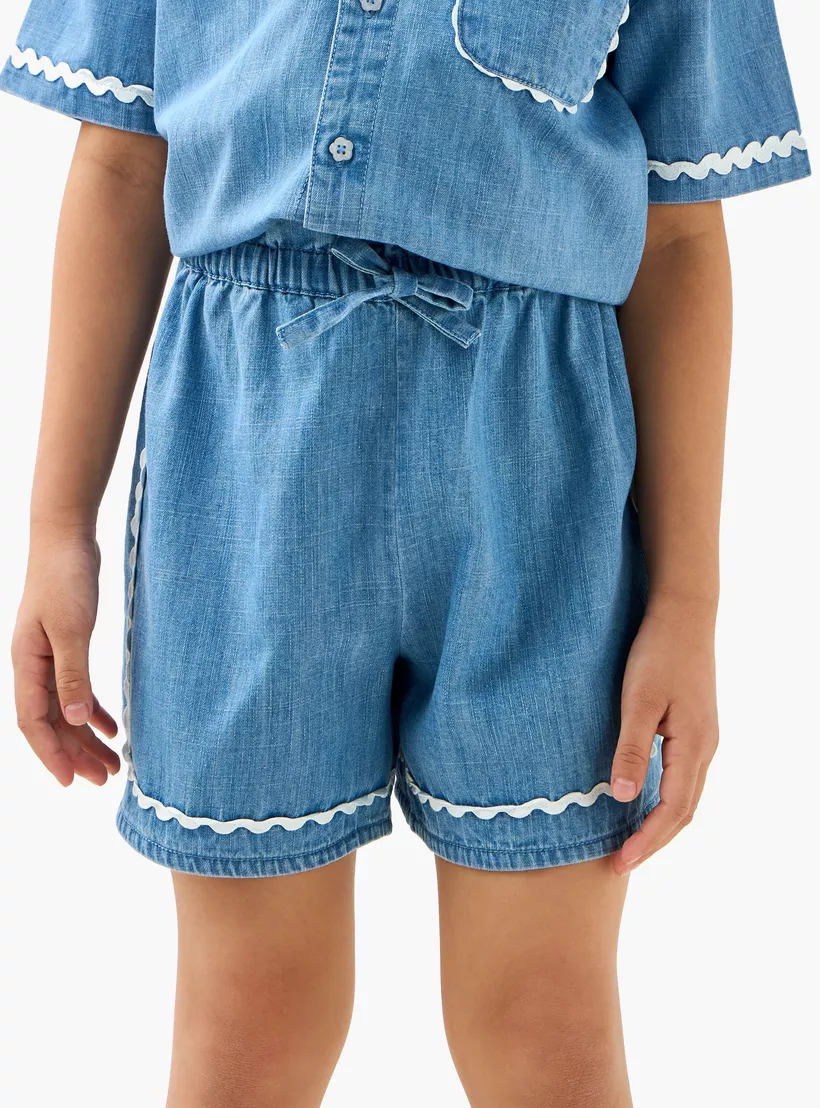 Juniors Embroidered Shirt and Shorts Set-3