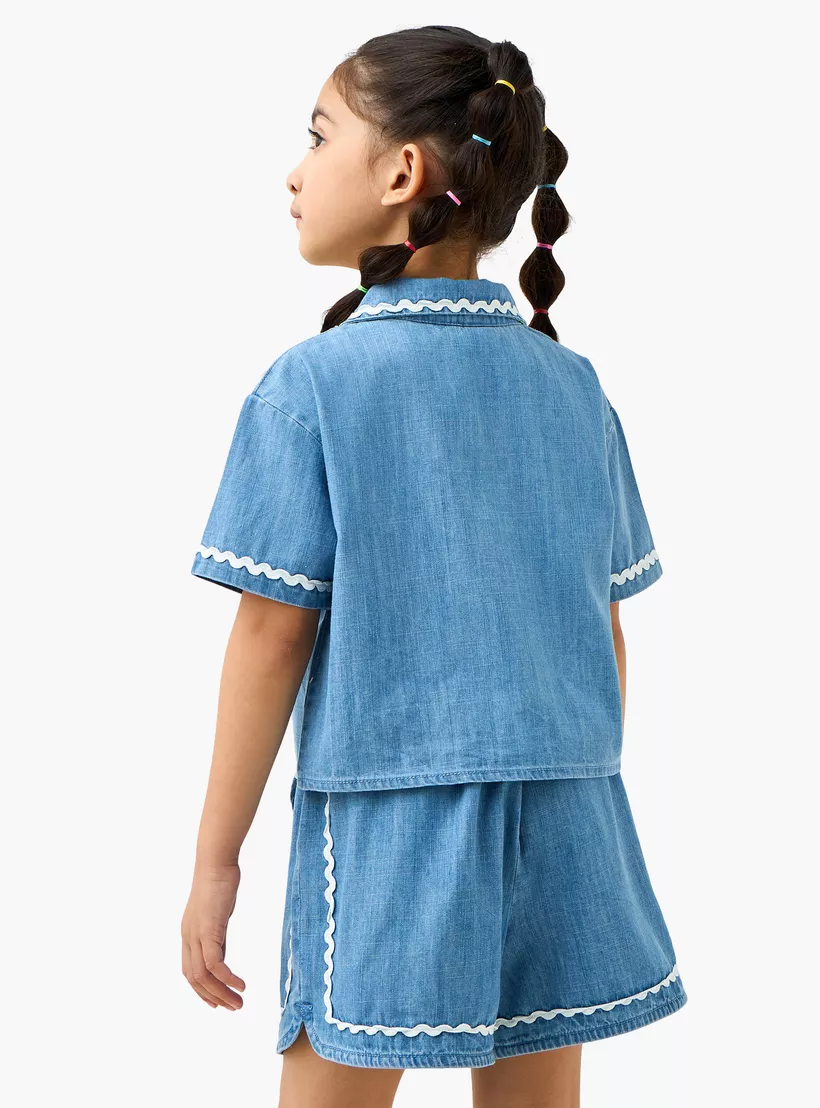 Juniors Embroidered Shirt and Shorts Set-4