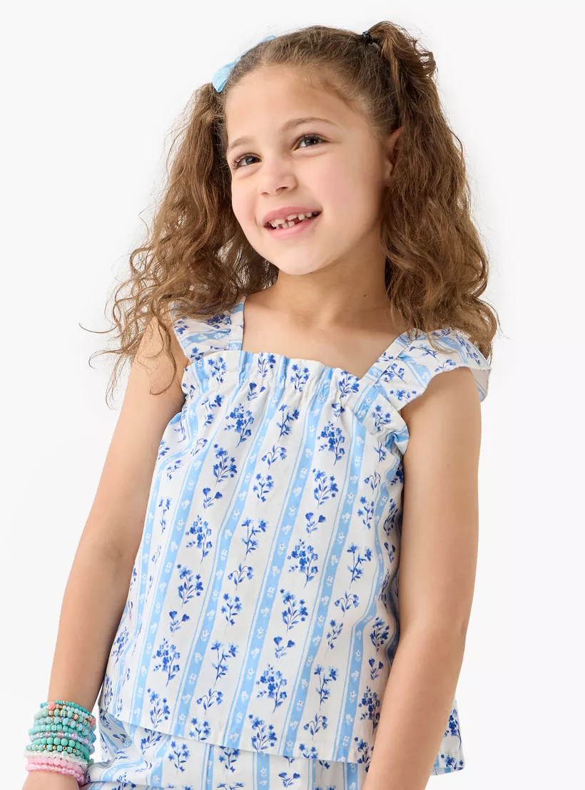 Juniors Floral Print Sleeveless Top and Pant Set-2