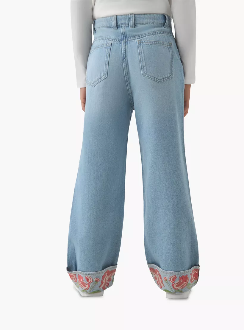 Juniors Girls Jeans with Embroidery - Cotton-3