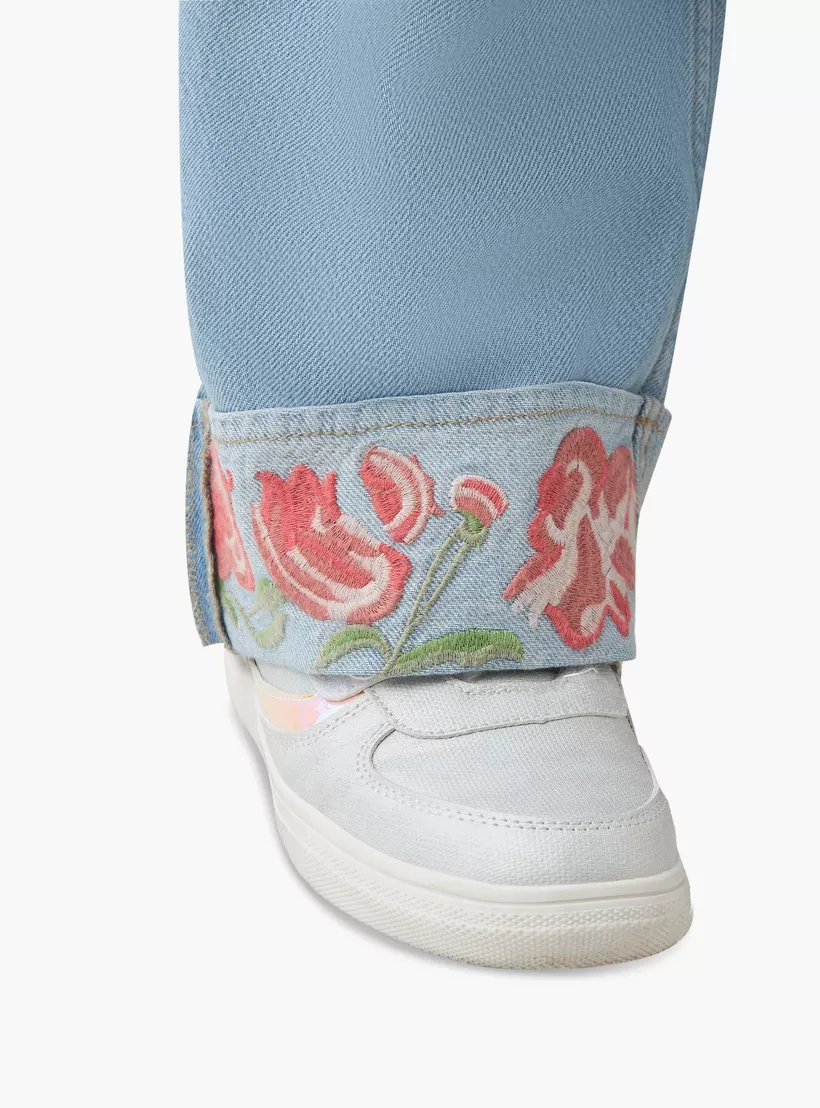 Juniors Girls Jeans with Embroidery - Cotton-4