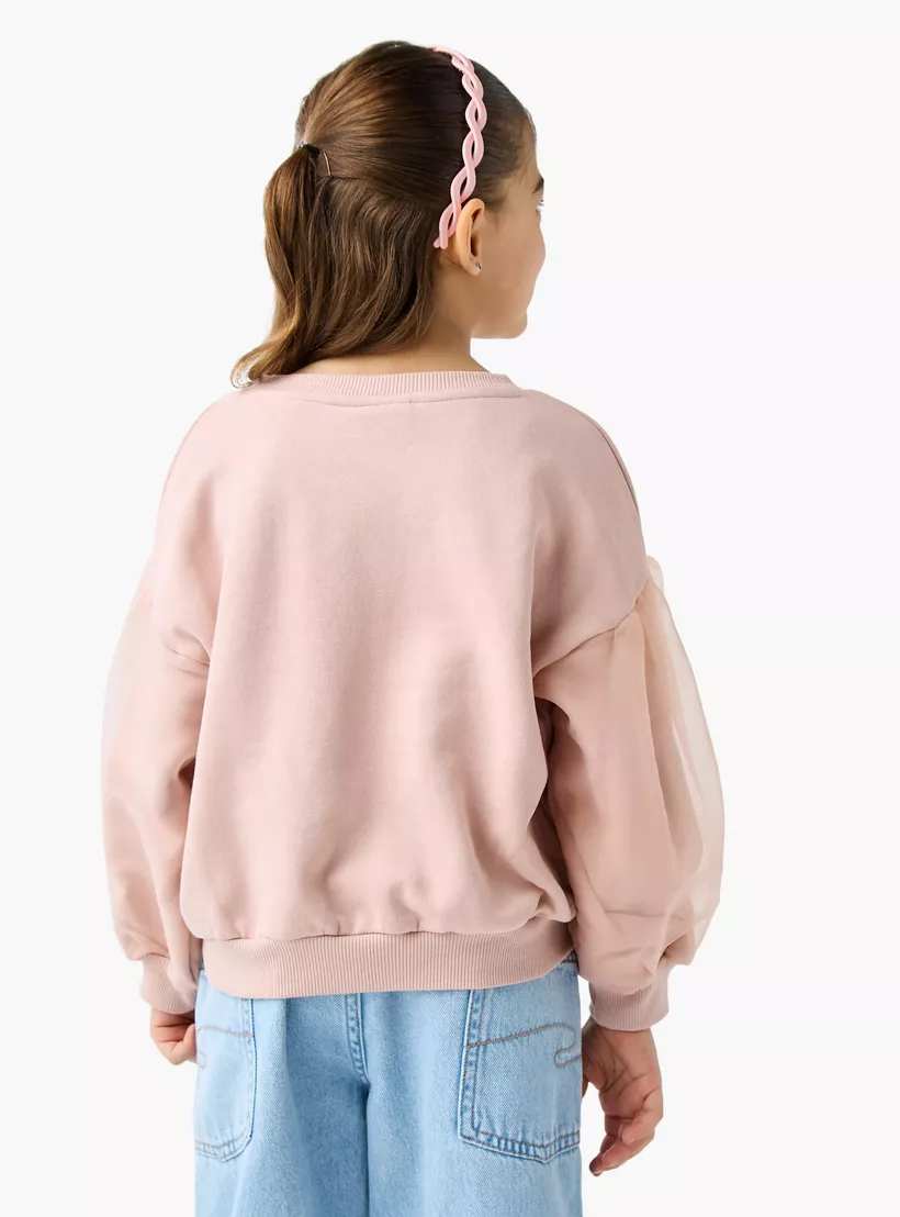 Juniors Heart Embellished Sweatshirt with Long Sleeves-3
