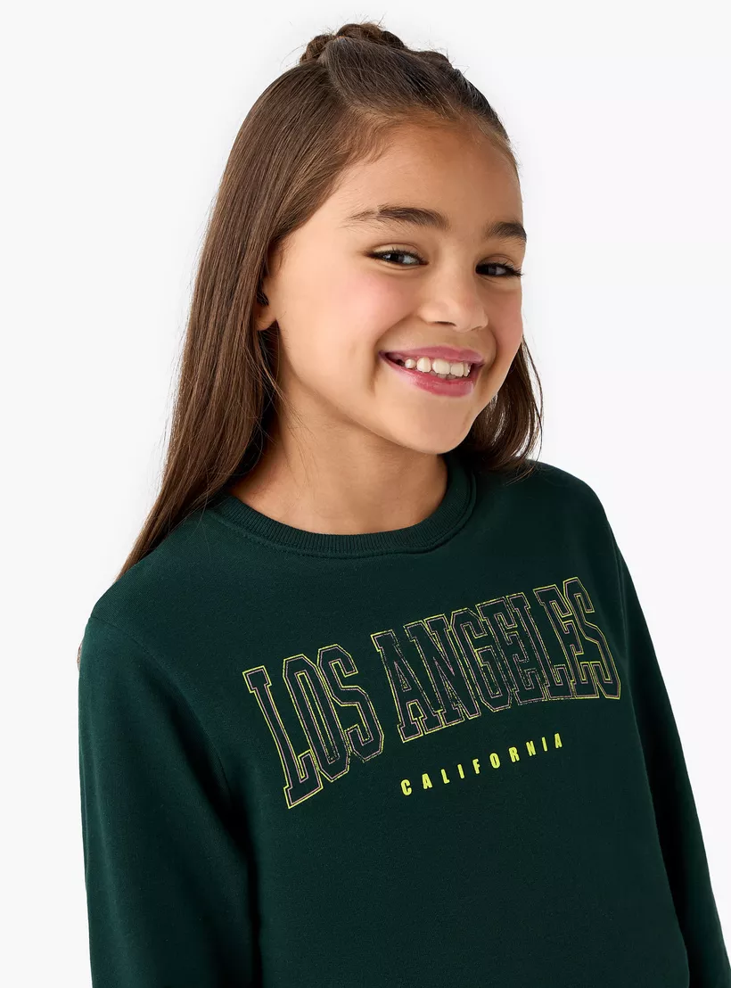 Juniors Los Angeles Print Sweatshirt with Long Sleeves-4