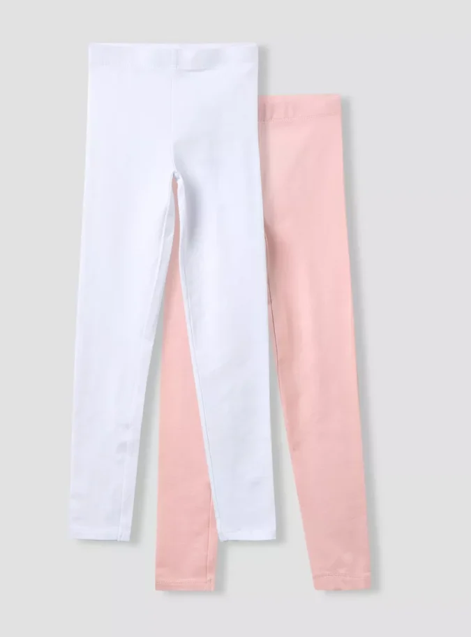 Juniors Plain Leggings with Elasticised Waistband - Set of 2-1