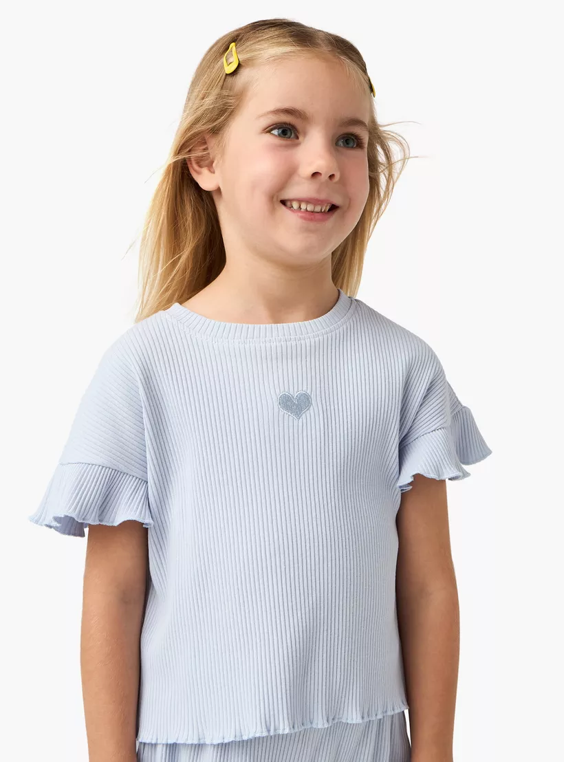 Juniors Ribbed Round Neck Top and Shorts Set-2