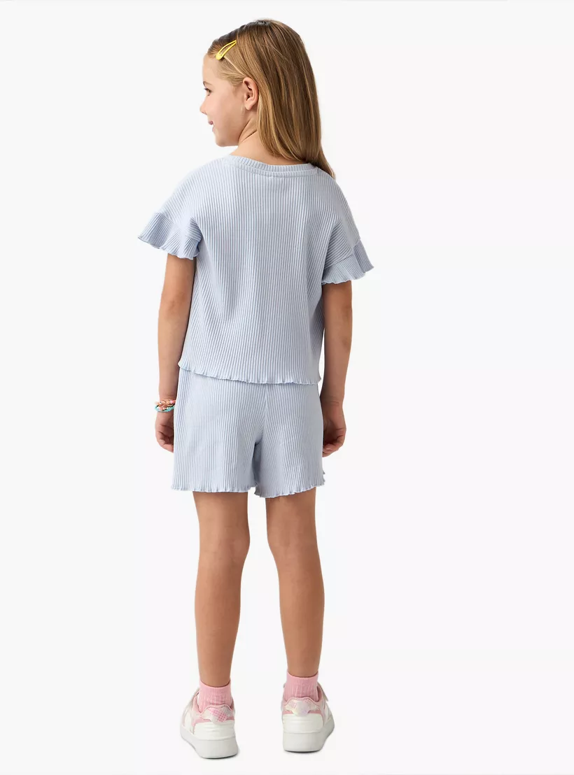 Juniors Ribbed Round Neck Top and Shorts Set-4