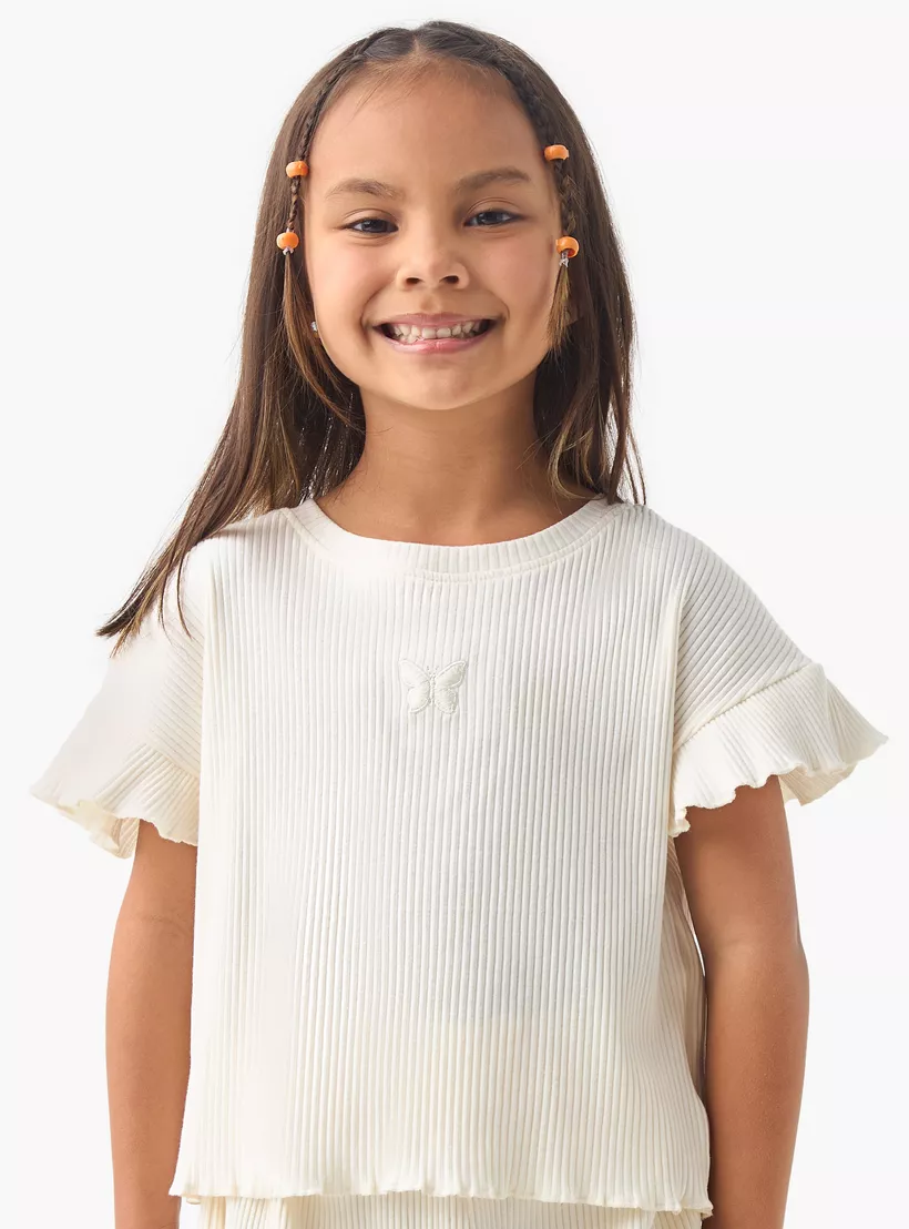 Juniors Ribbed T-shirt and Shorts Set-2