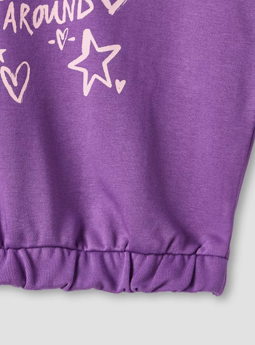 Juniors Slogan Print Sweatshirt with Long Sleeves-4