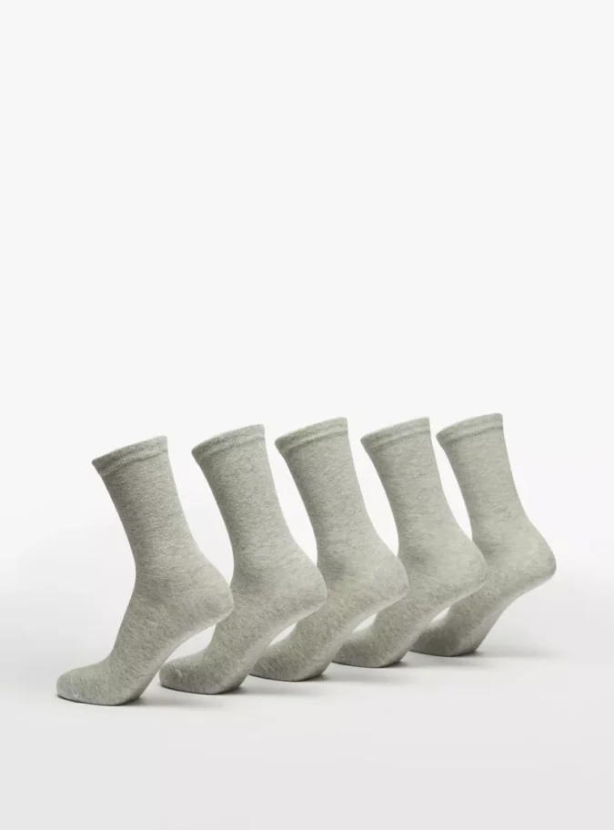Juniors Solid Crew Length Socks - Set of 5-3