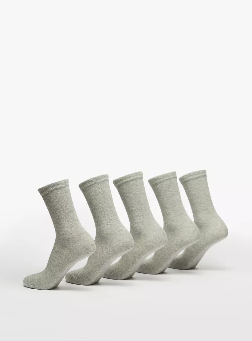 Juniors Solid Crew Length Socks - Set of 5-3