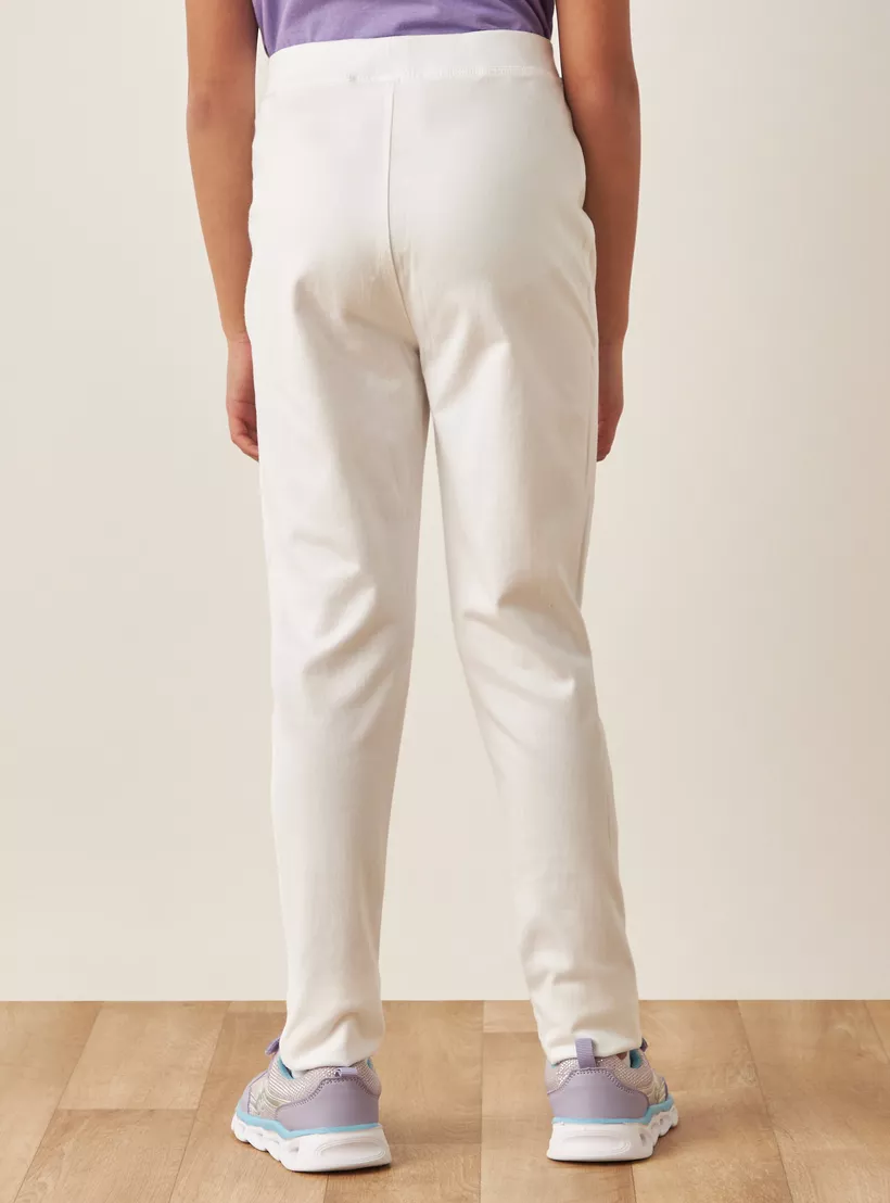 Juniors Solid Denim Jeggings with Elasticated Waistband-4