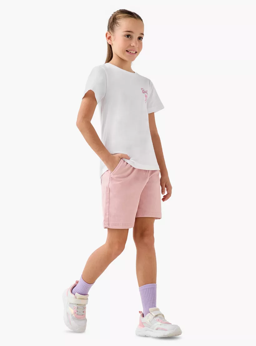 Juniors Solid Shorts with Drawstring Closure and Pockets-2