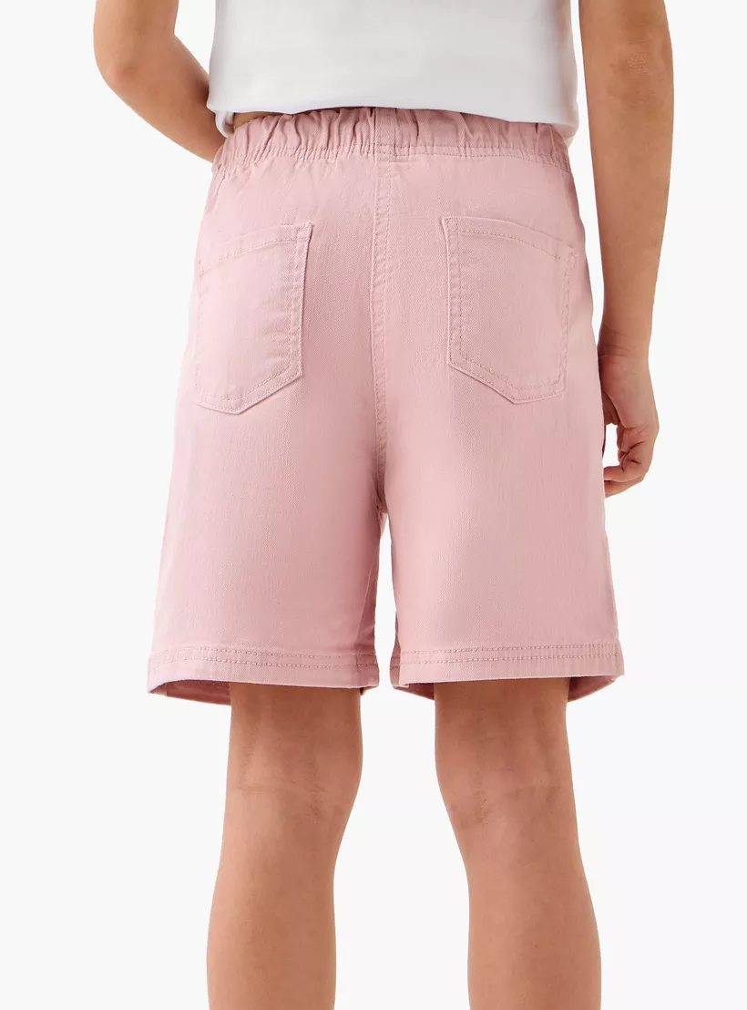 Juniors Solid Shorts with Drawstring Closure and Pockets-3