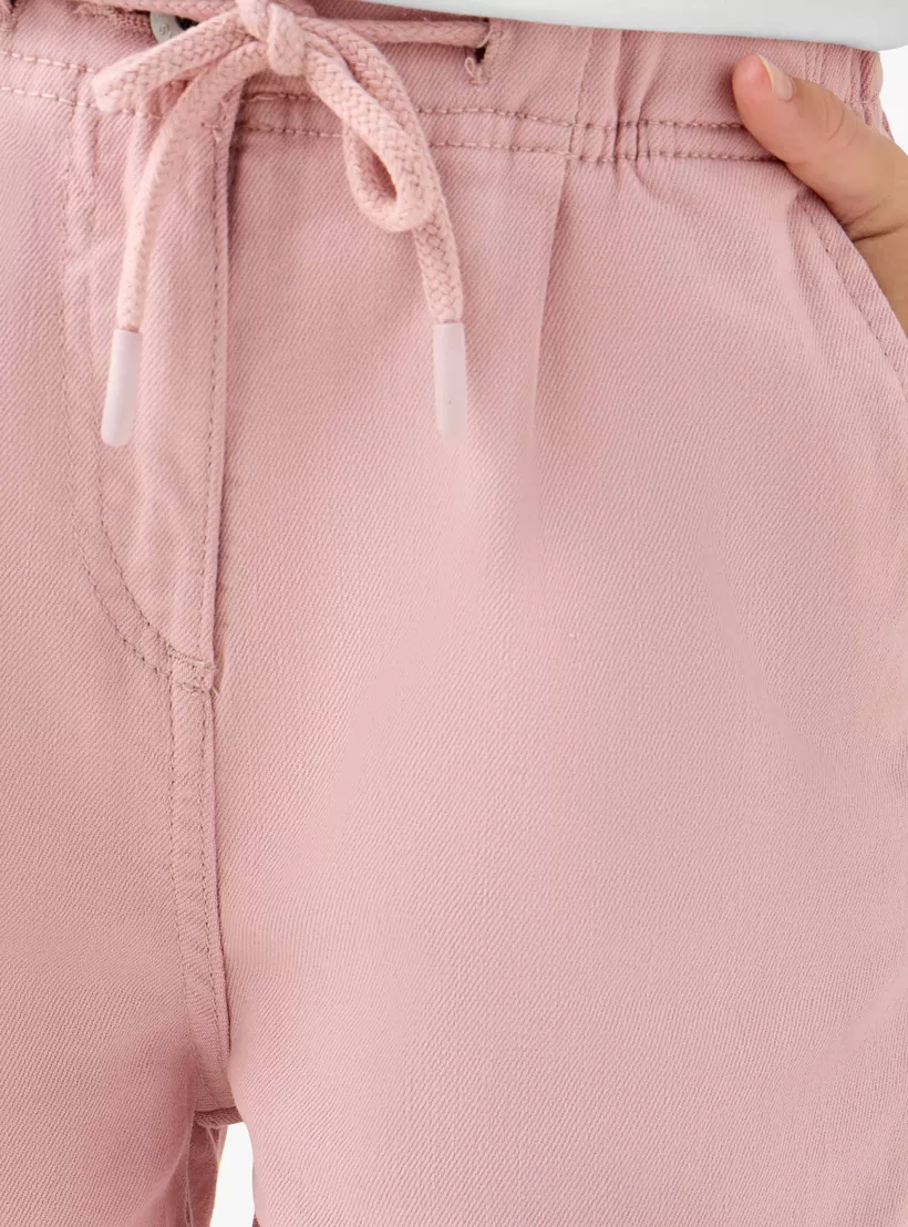 Juniors Solid Shorts with Drawstring Closure and Pockets-4