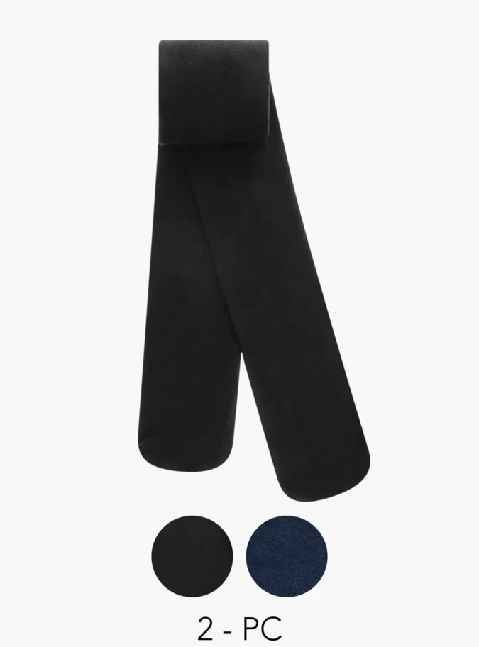 Juniors Solid Tights with Elasticated Waistband - Set of 2-1