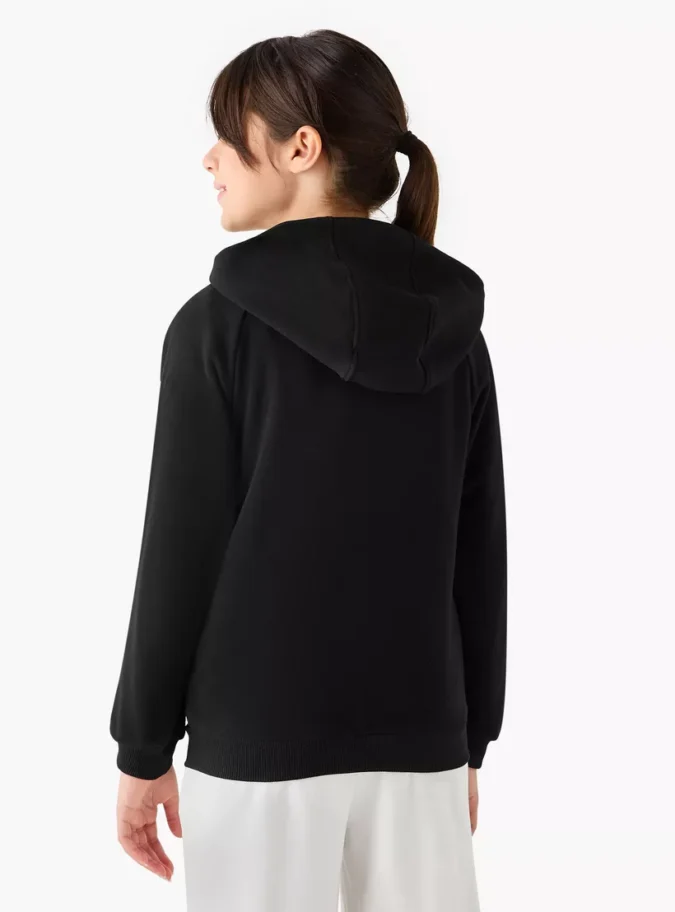 Juniors Solid Zip-Through Hoodie with Long Sleeves-3