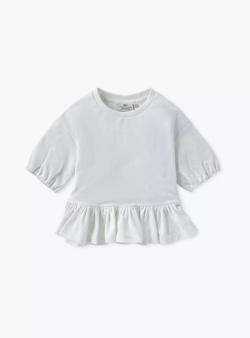 Juniors Textured Peplum Top and Shorts Set-2
