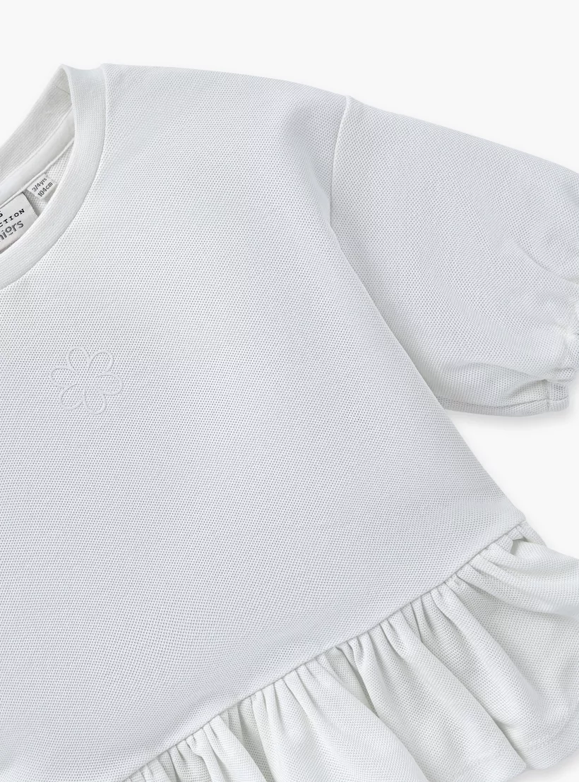 Juniors Textured Peplum Top and Shorts Set-4