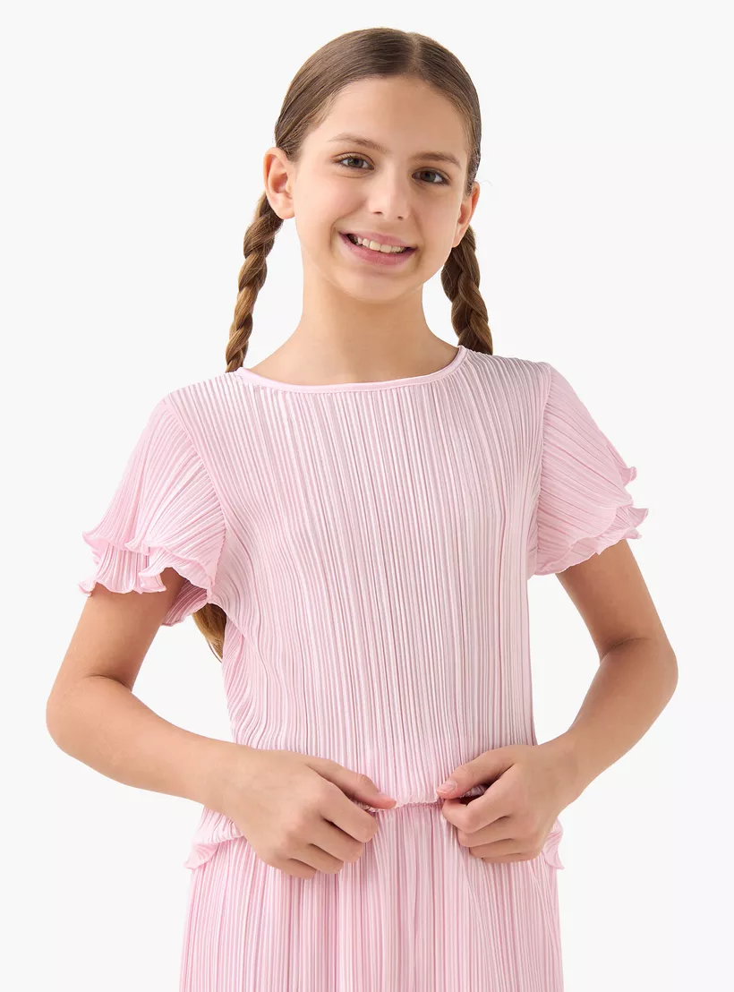 Juniors Textured Top and Pant Set-2