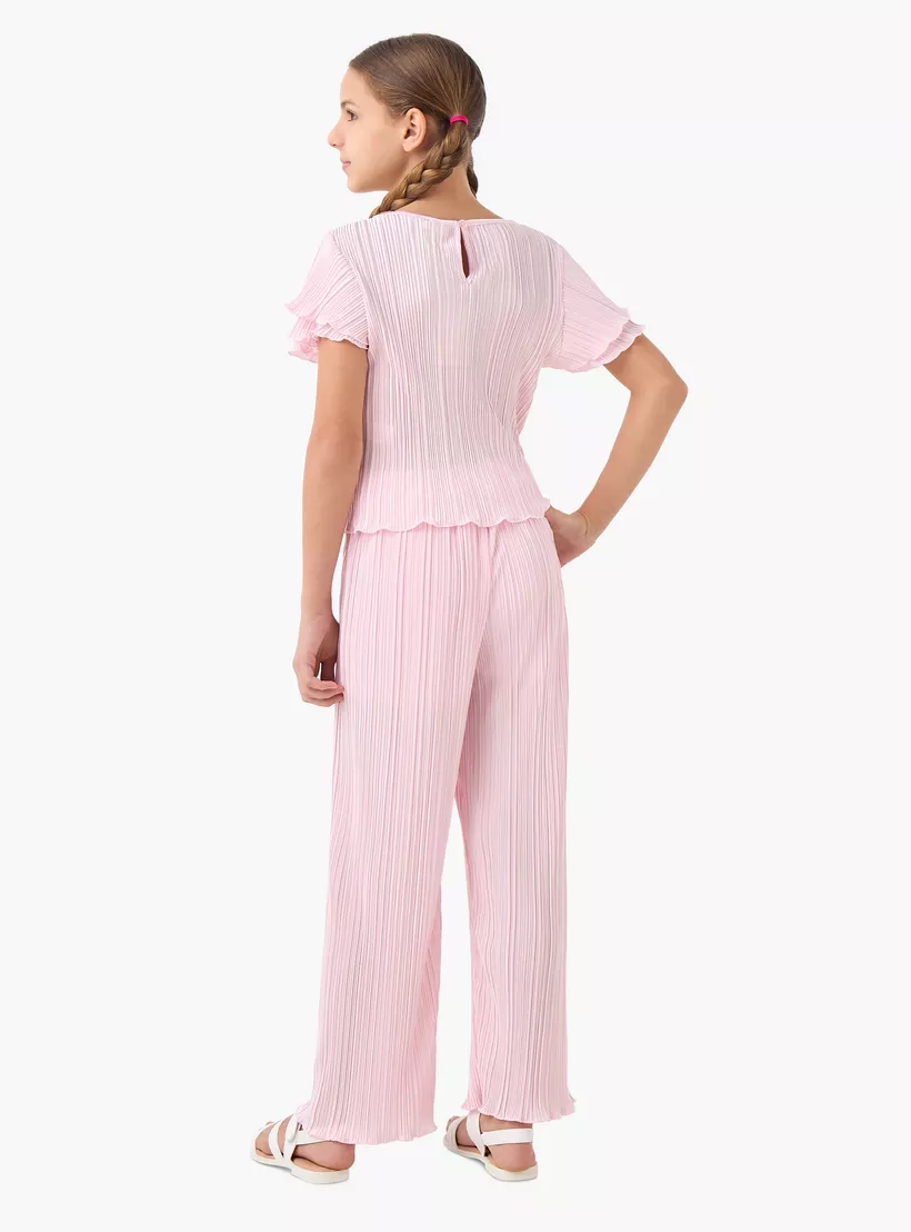 Juniors Textured Top and Pant Set-4