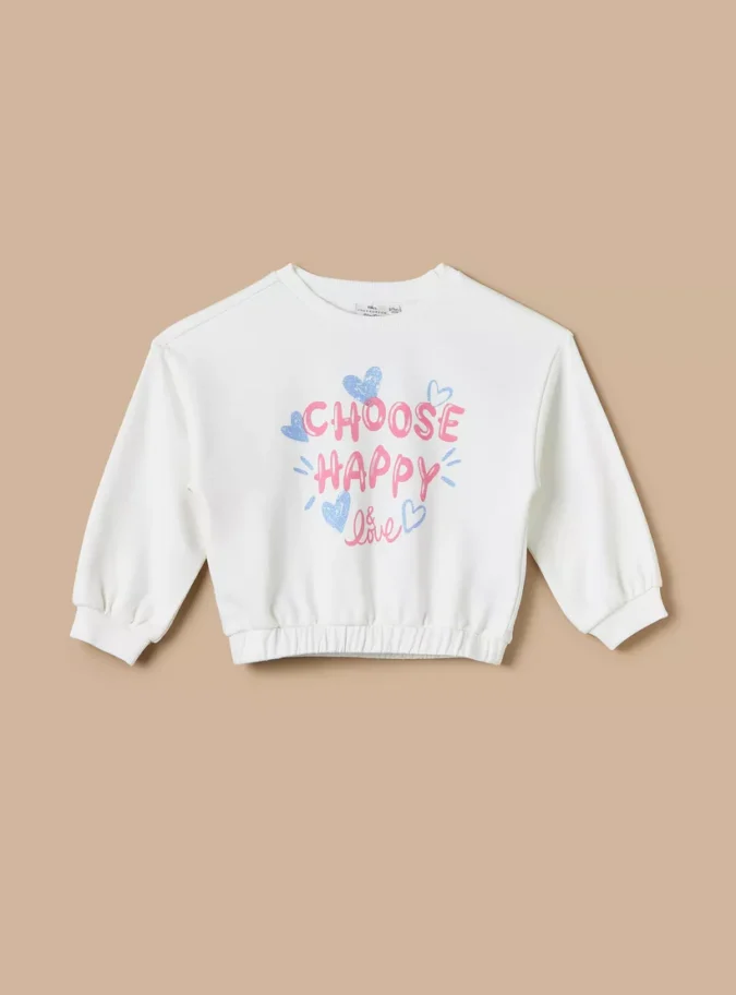 Juniors Typographic Print Sweatshirt with Long Sleeves-1