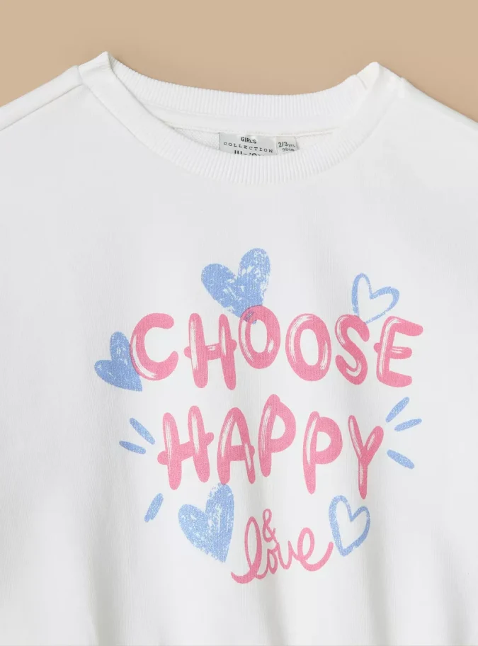 Juniors Typographic Print Sweatshirt with Long Sleeves-3