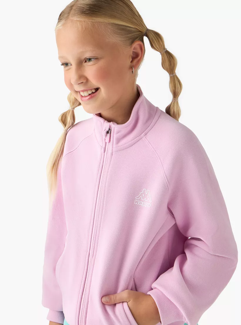 Kappa Logo Print Zip Through Sweatshirt with Long Sleeves-4