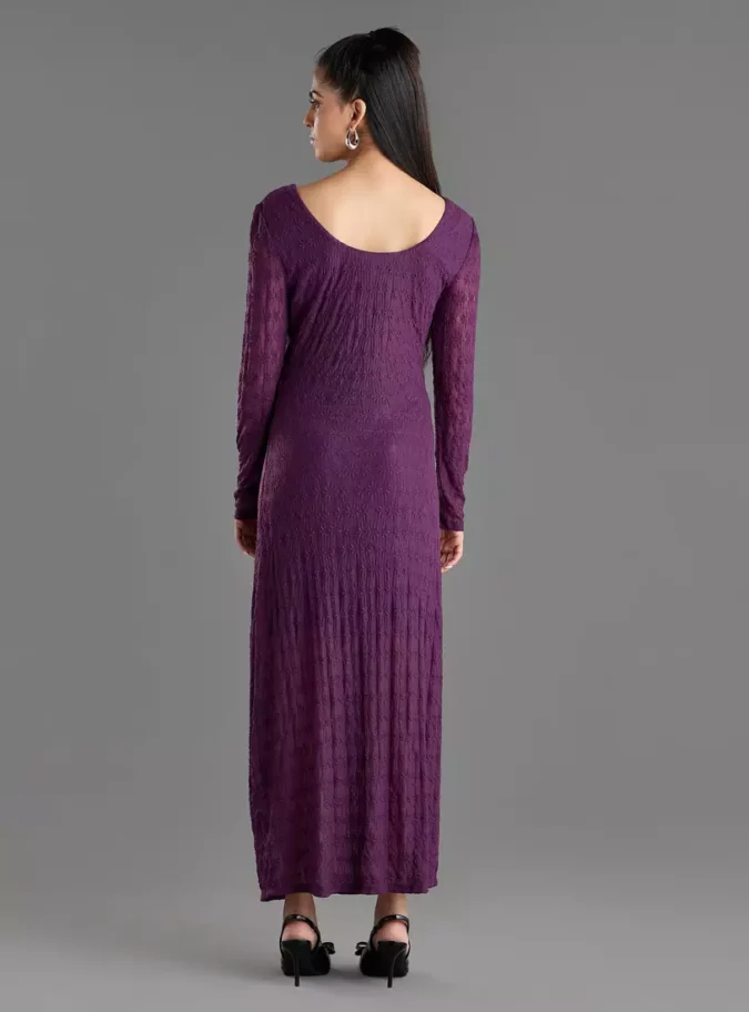 Lace Detail Dress with Long Sleeves-2